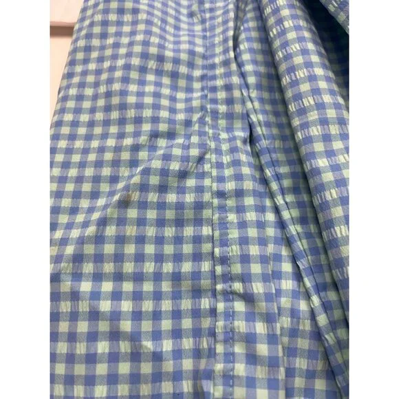 L.L.Bean Womens Medium Button-Up Gingham Shirt Blue & Green Long Sleeve 23i - Picture 12 of 12